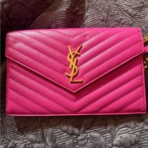 Yves Saint Laurent Fuchsia Quilted Clutch